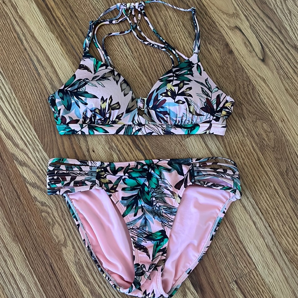 EUC Athleta floral print bikini, XS top/S bottom